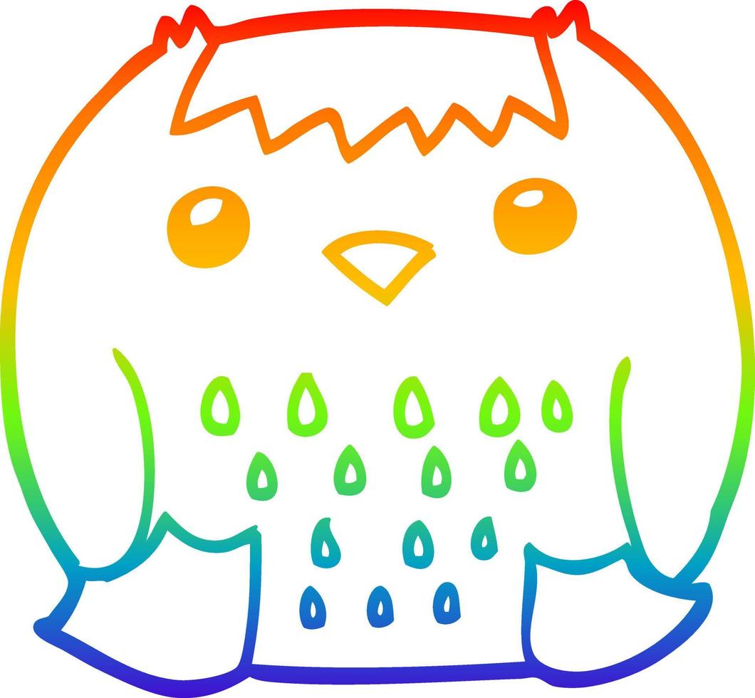 regenbooggradiënt lijntekening cartoon uil vector