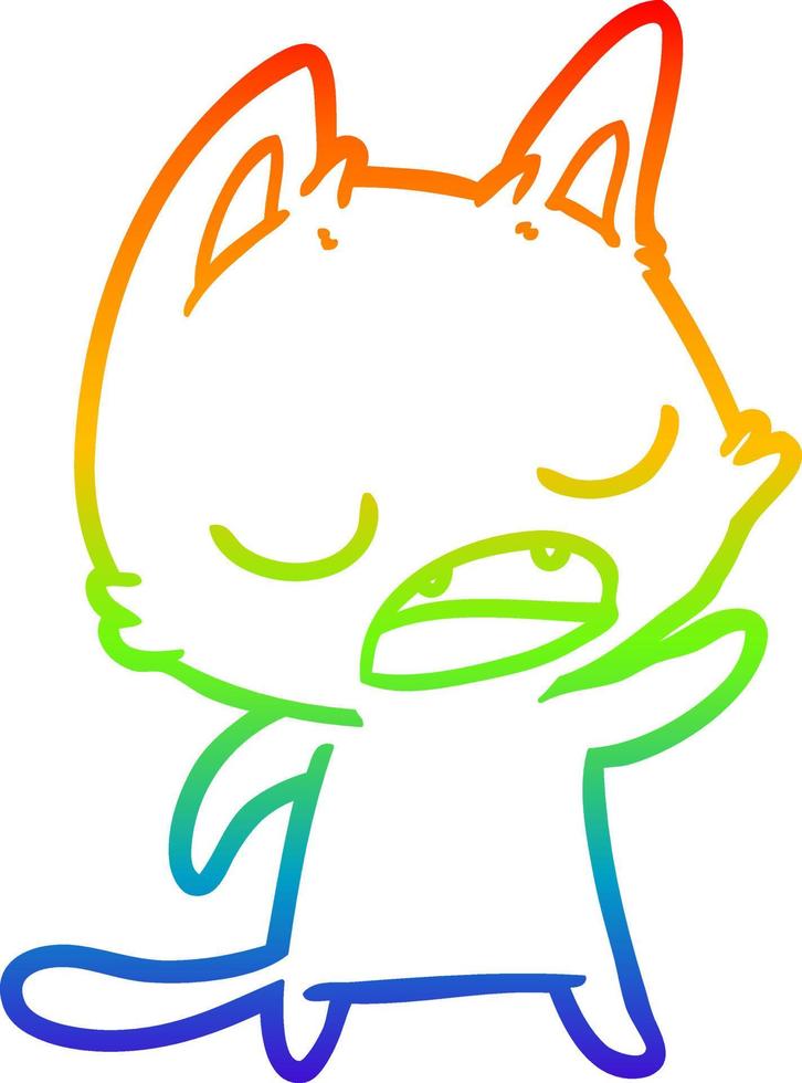 regenbooggradiënt lijntekening pratende kat cartoon vector