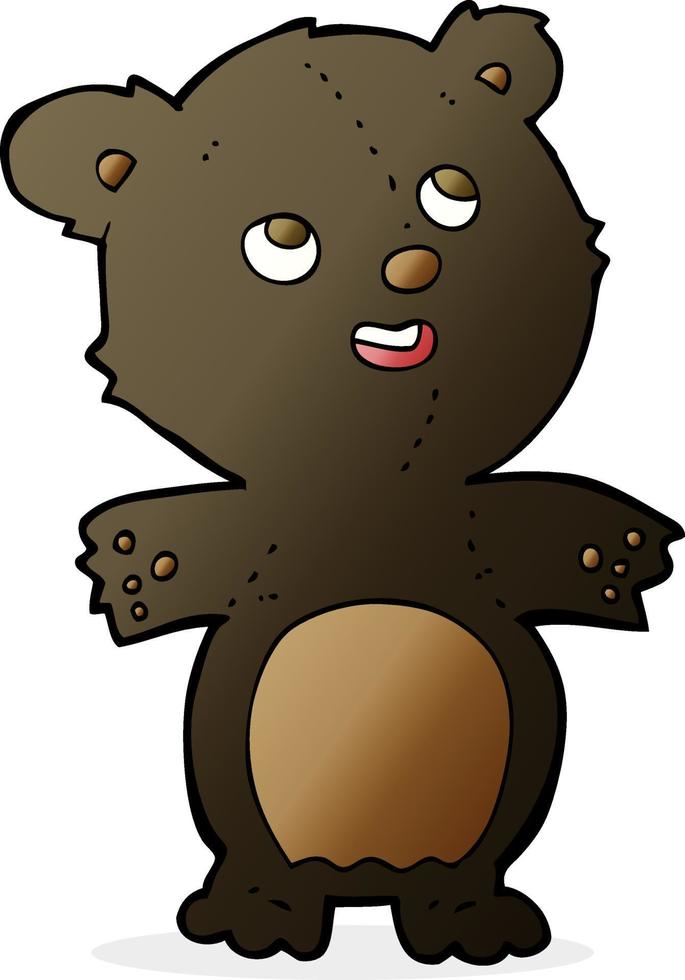 tekenfilm gelukkige kleine zwarte beer vector