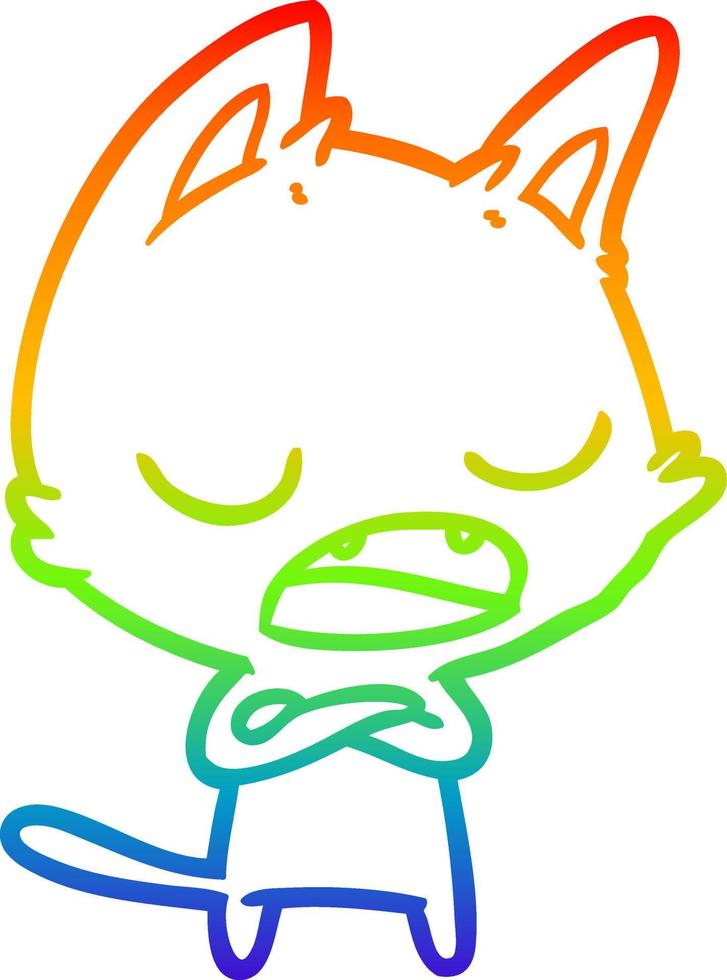 regenbooggradiënt lijntekening pratende kat cartoon vector