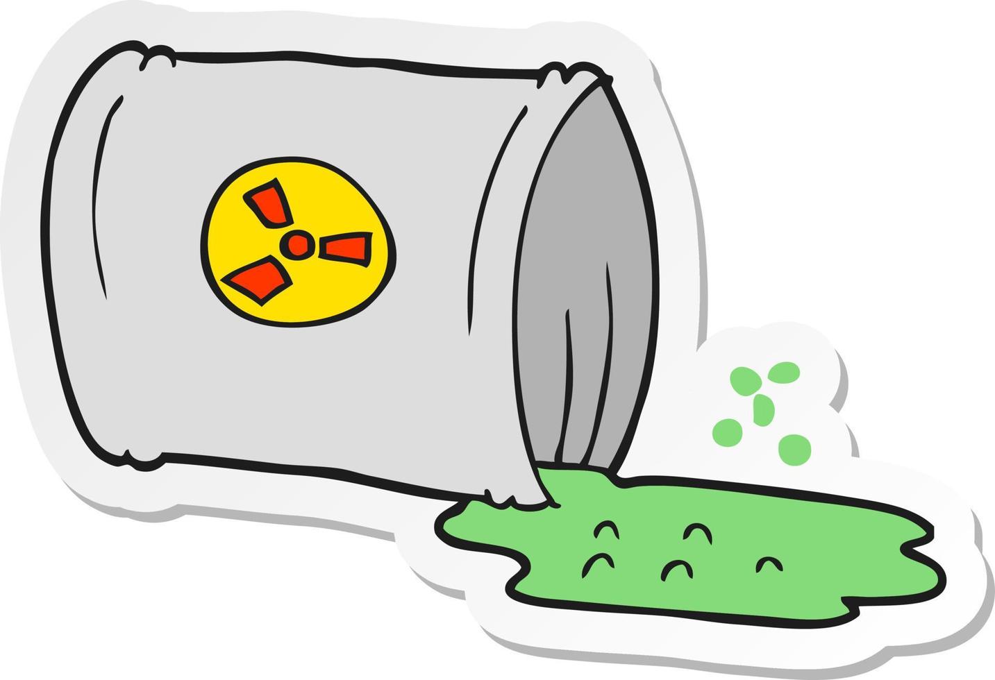 sticker van een cartoon nucleair afval vector