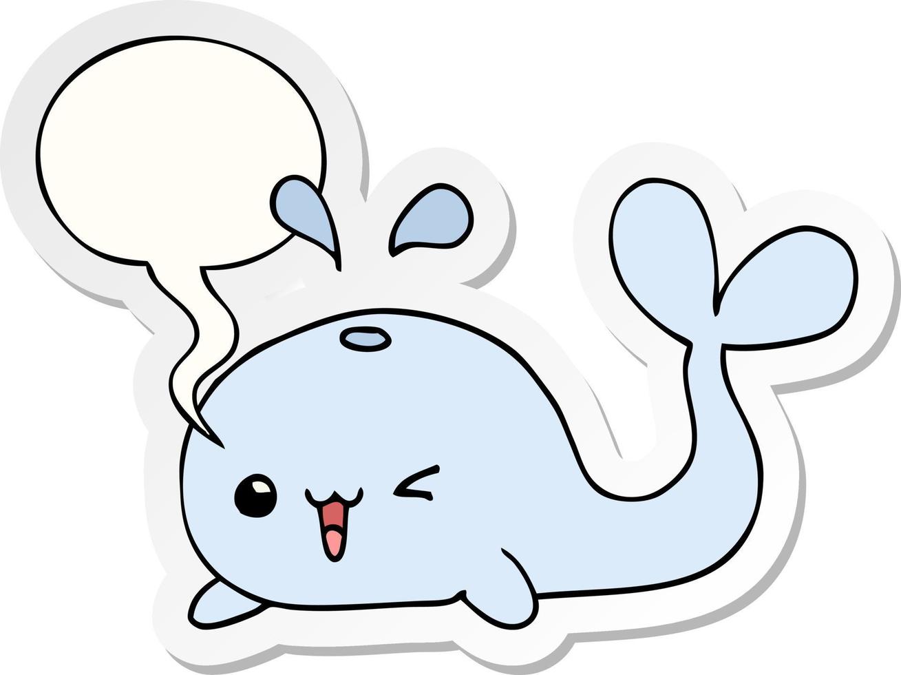 cartoon walvis en tekstballon sticker vector