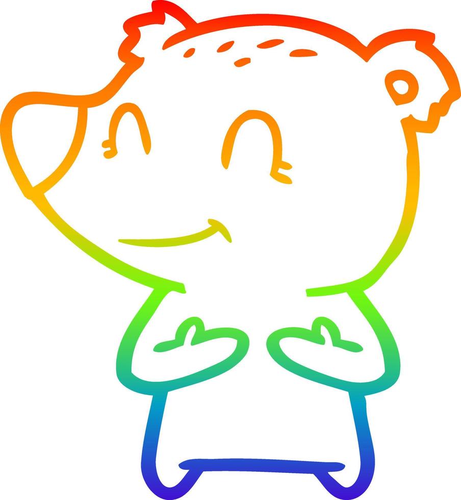 regenbooggradiënt lijntekening vriendelijke beer cartoon vector