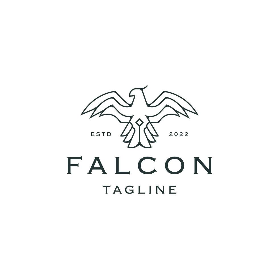 Falcon lijn logo pictogram ontwerp sjabloon platte vector