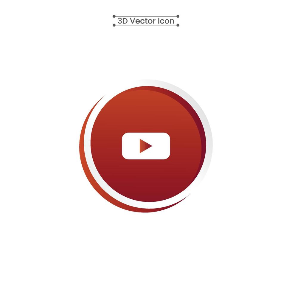 3d youtube icoon vector illustratie