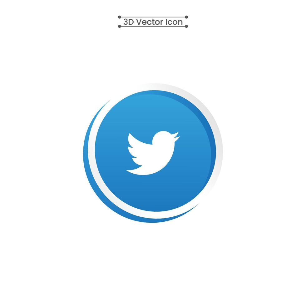 3d twitter icoon vector illustratie