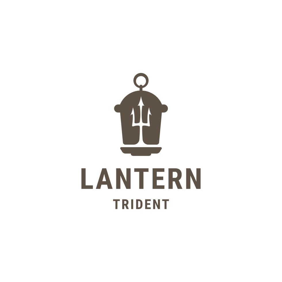 lantaarn drietand logo icoon ontwerp sjabloon vlak vector