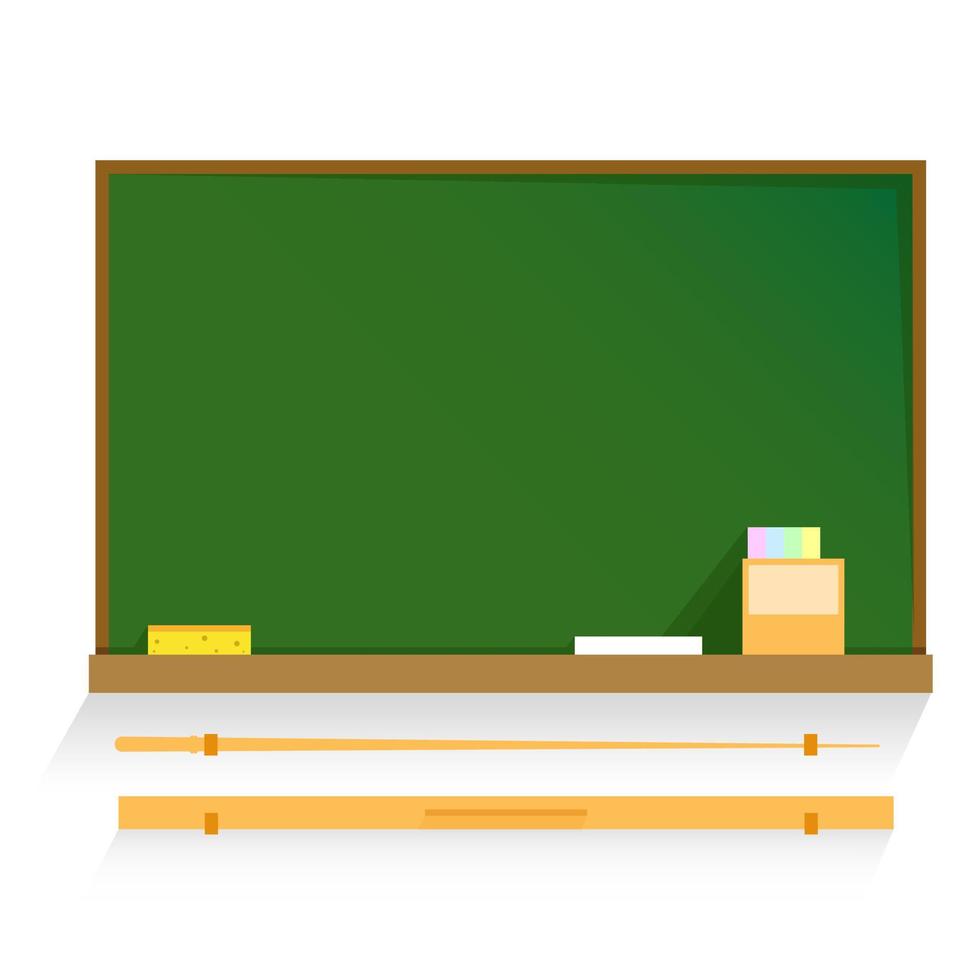 school- groen bord met krijt en heersers vector