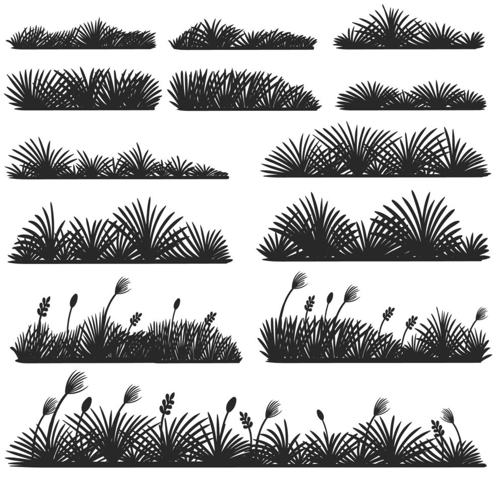 gras grens silhouet reeks verzameling vector illustratie