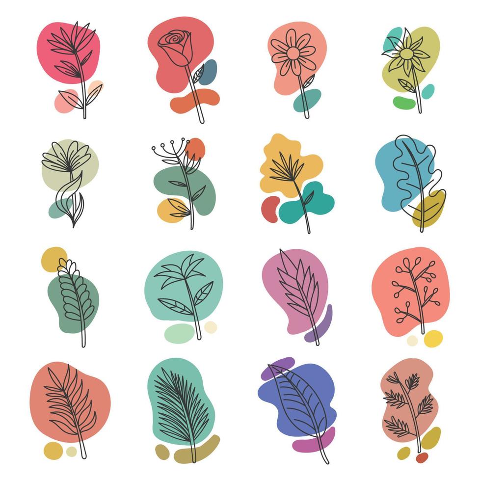 bloemen planten boho esthetisch verzameling vector illustratie