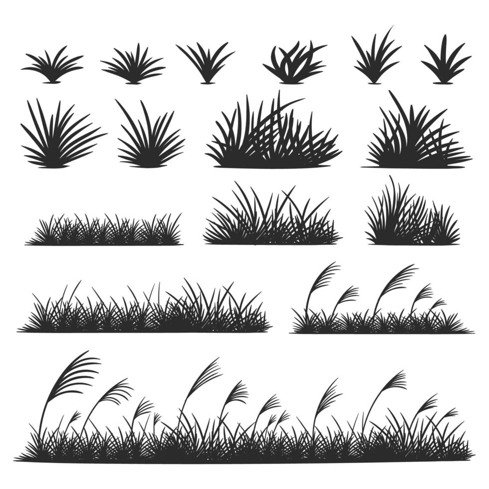 gras silhouet verzameling vector illustratie