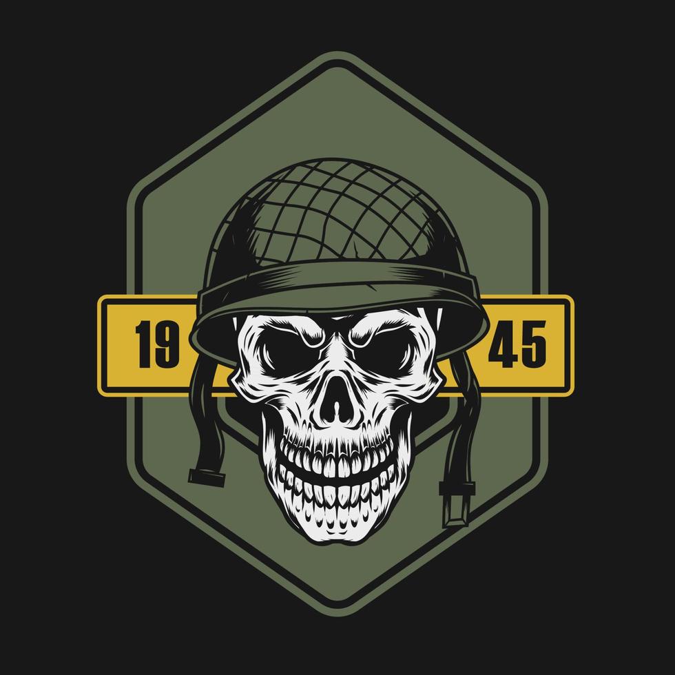 soldaat schedel met helm logo vector