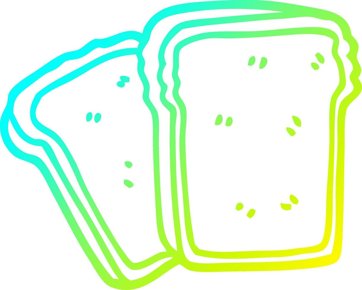 koude gradiënt lijntekening cartoon toast vector