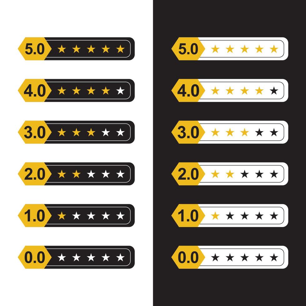 reeks van sterren beoordeling symbolen zwart en wit vector