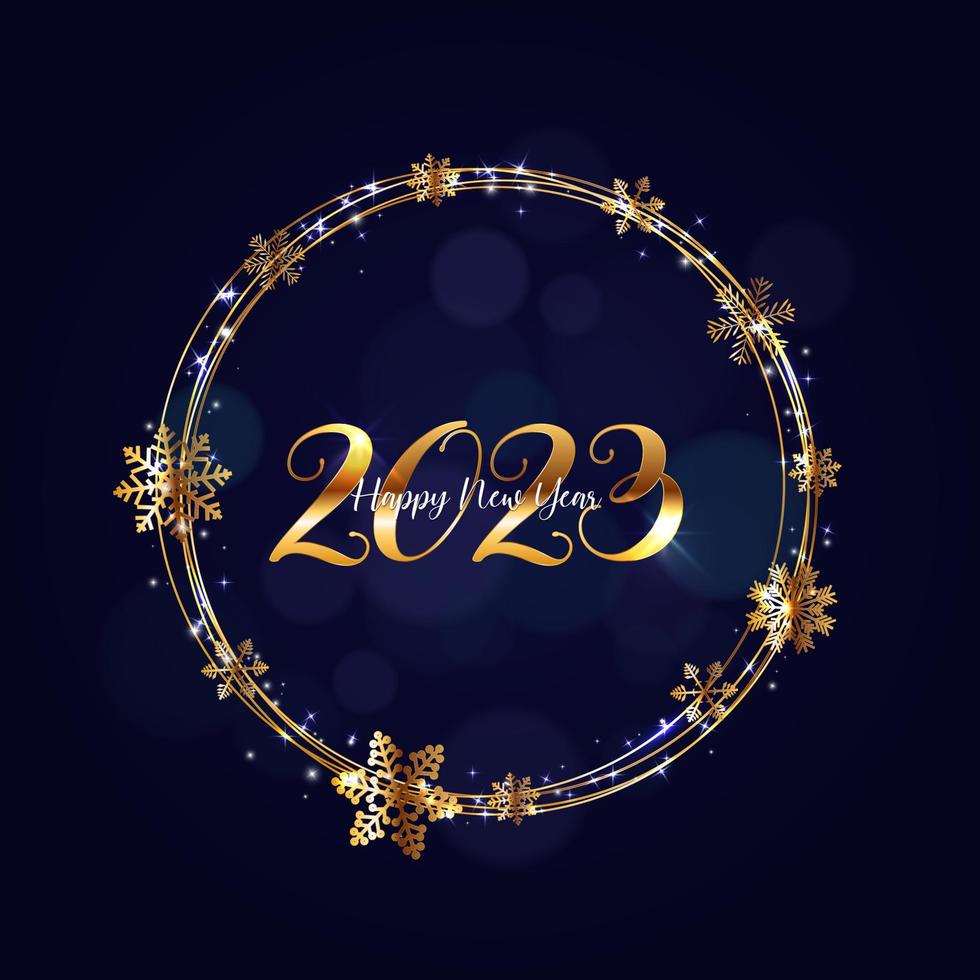gouden 2023 gelukkig nieuw jaar freeting kaart. vector illustratie