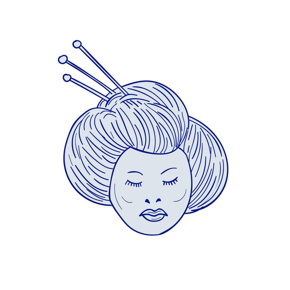 geisha meisje hoofd tekening vector