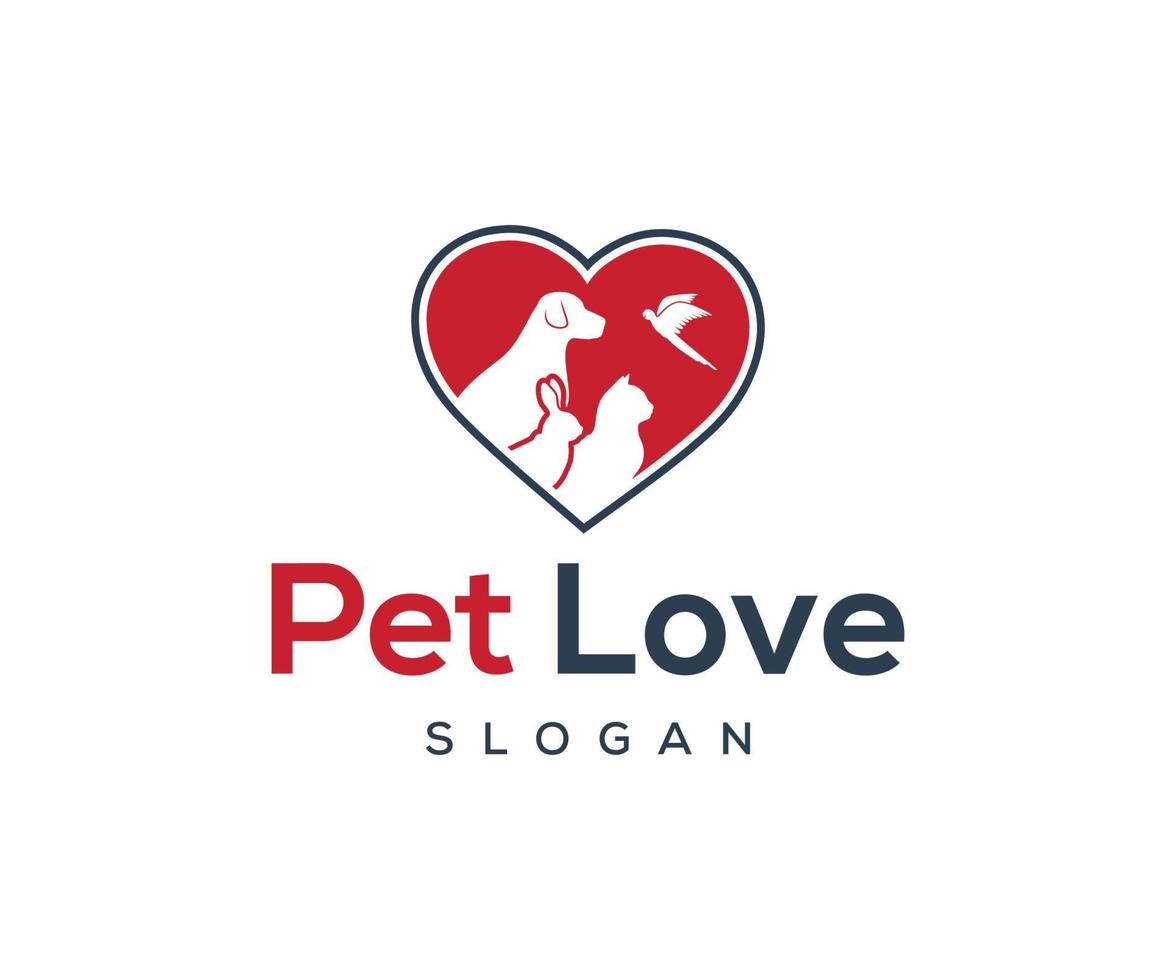 huisdier liefde logo sjabloon. huisdieren logo vector