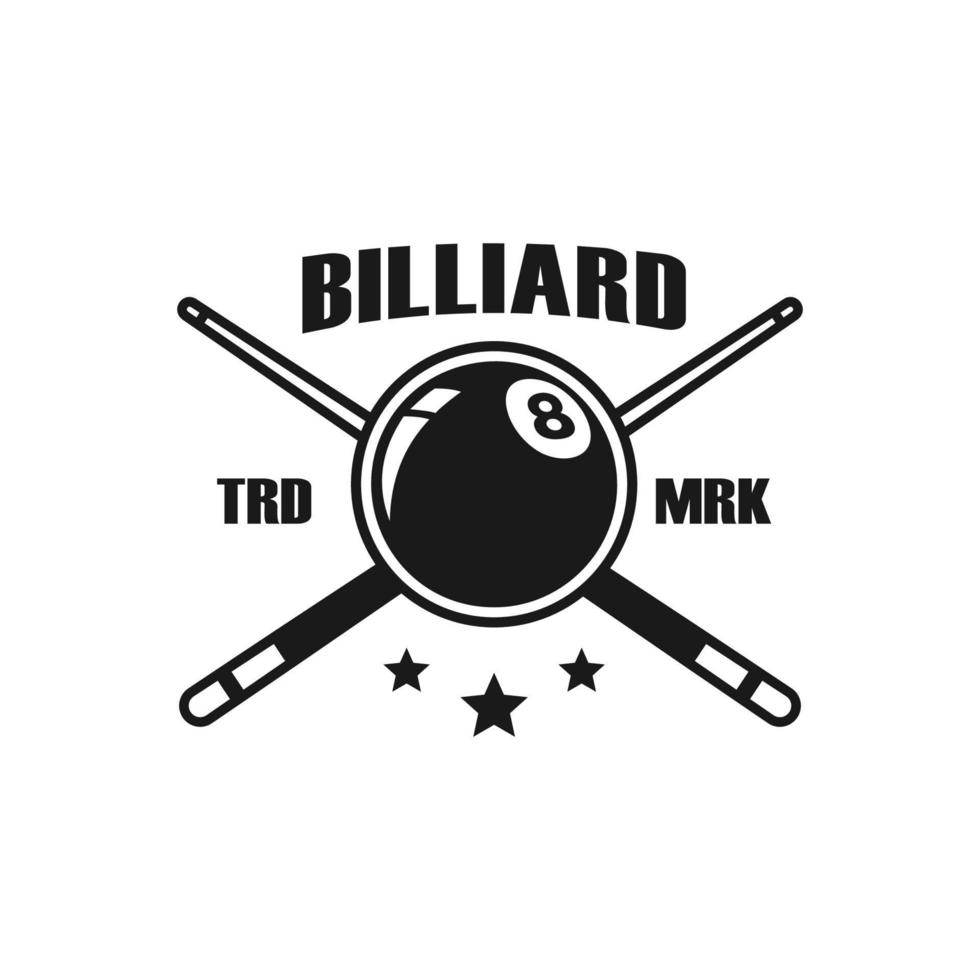 biljart logo ontwerp vector. sport etiketten voor biljartkamer. biljart club logo sjabloon.print vector