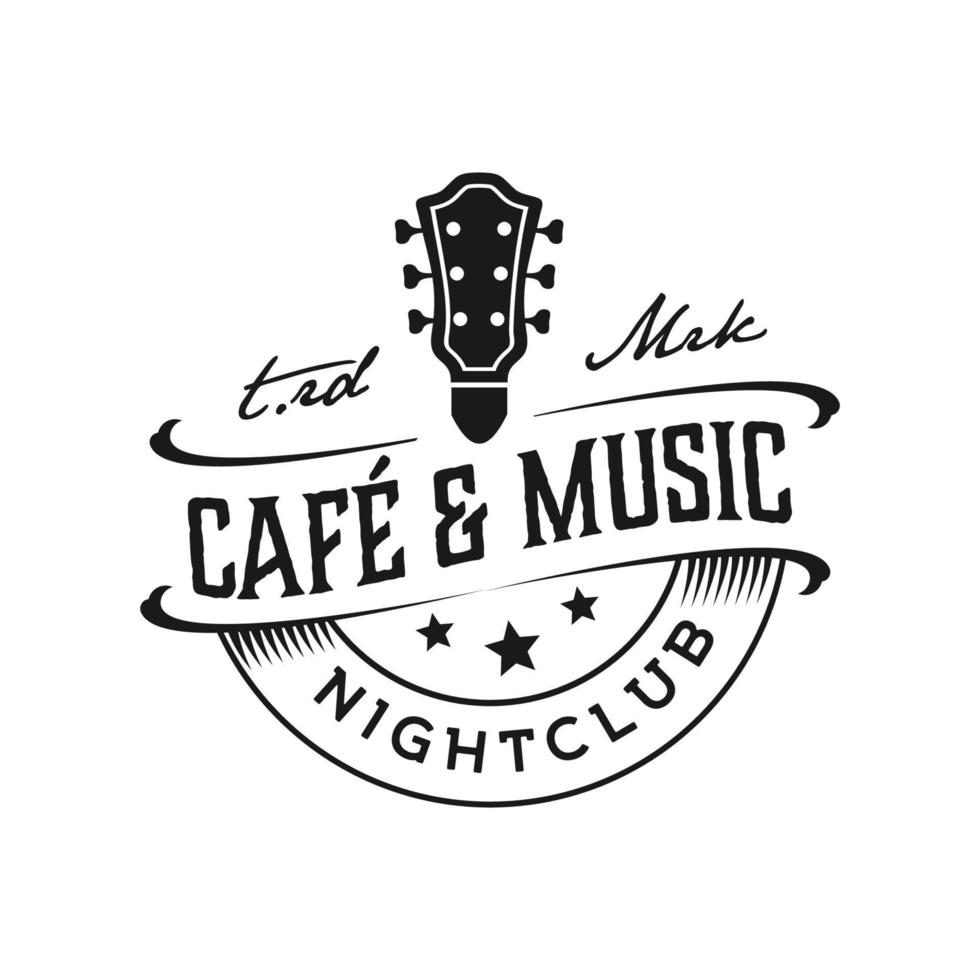 gitaar muziek- western wijnoogst retro bar cafe logo ontwerp vector