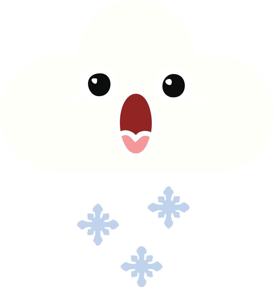 platte kleur retro cartoon sneeuwwolk vector