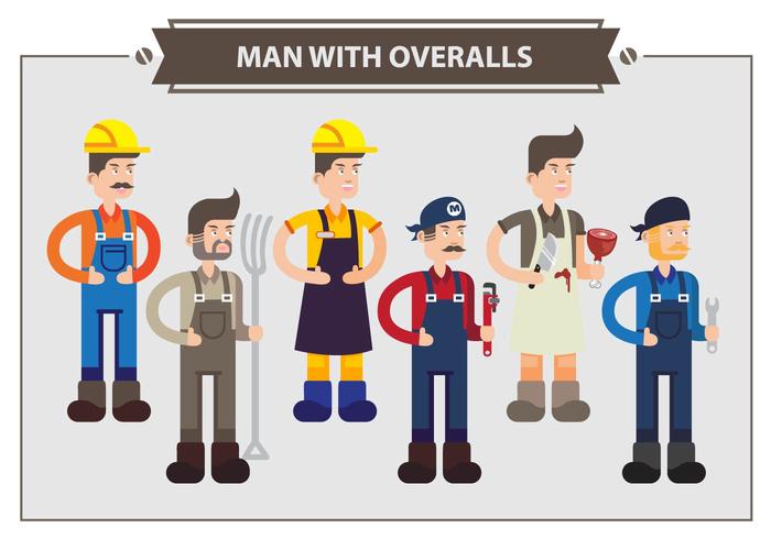 Man Met Overalls Vector