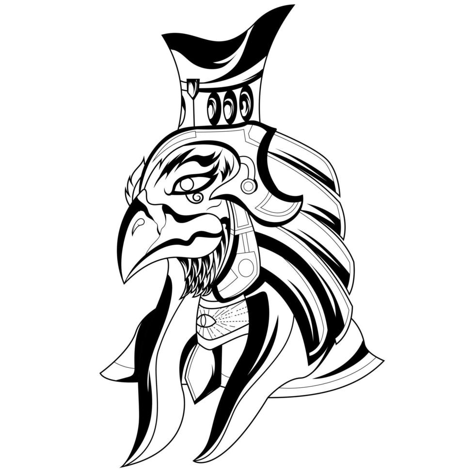 horus Farao god gezicht en hoofd Egyptische adelaar tatoeëren stijl artwork verzameling. oude Egyptische god horus in de vermomming van een Mens met een valk hoofd vector