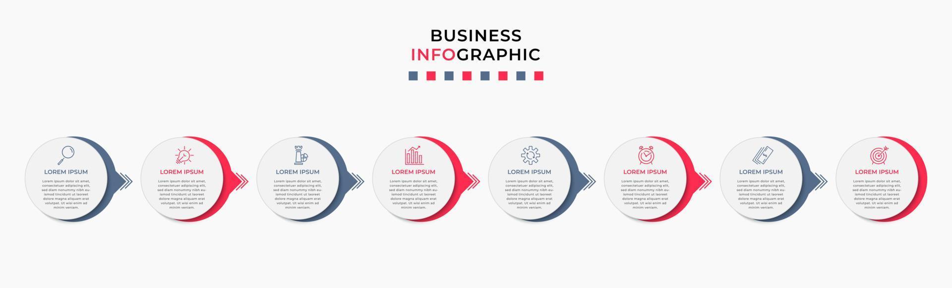 vector infographic ontwerp bedrijf sjabloon met pictogrammen en 8 opties of stappen. kan worden gebruikt voor werkwijze diagram, presentaties, workflow lay-out, banier, stromen grafiek, info diagram