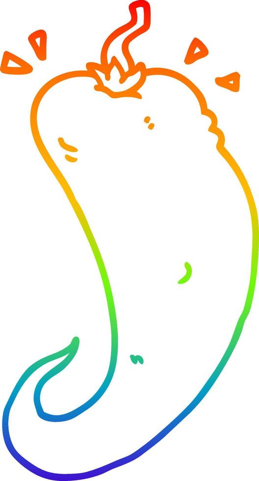 regenbooggradiënt lijntekening cartoon chili peper vector