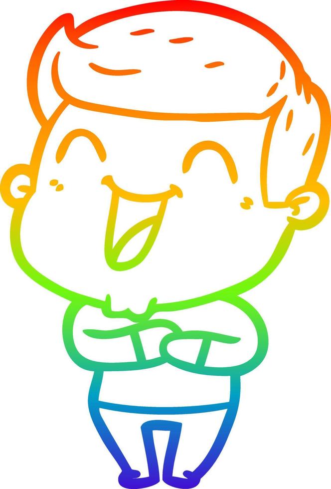 regenbooggradiënt lijntekening cartoon man lachen vector