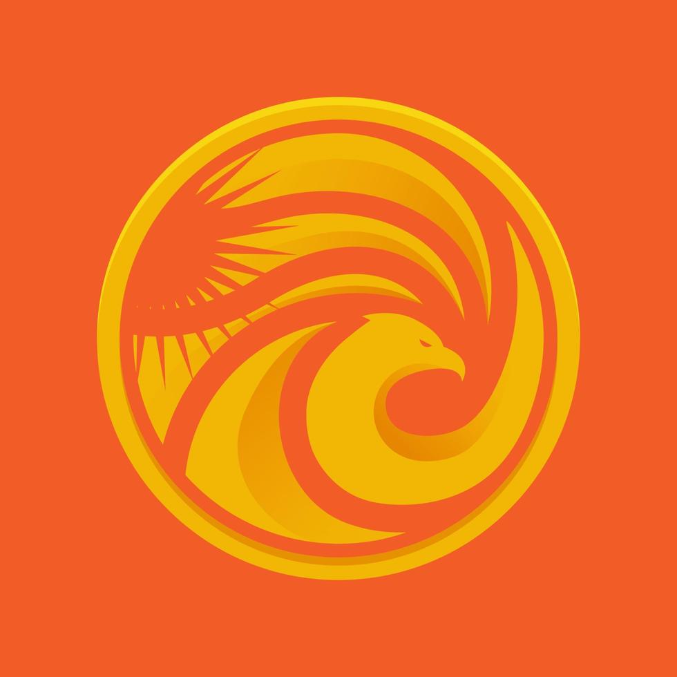 adelaar en zon in cirkel logo vector