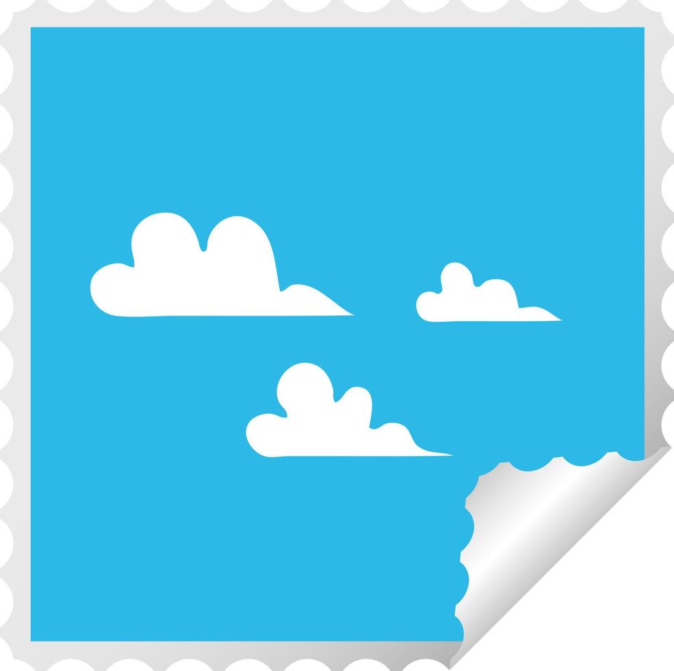 vierkante peeling sticker cartoon wolk vector