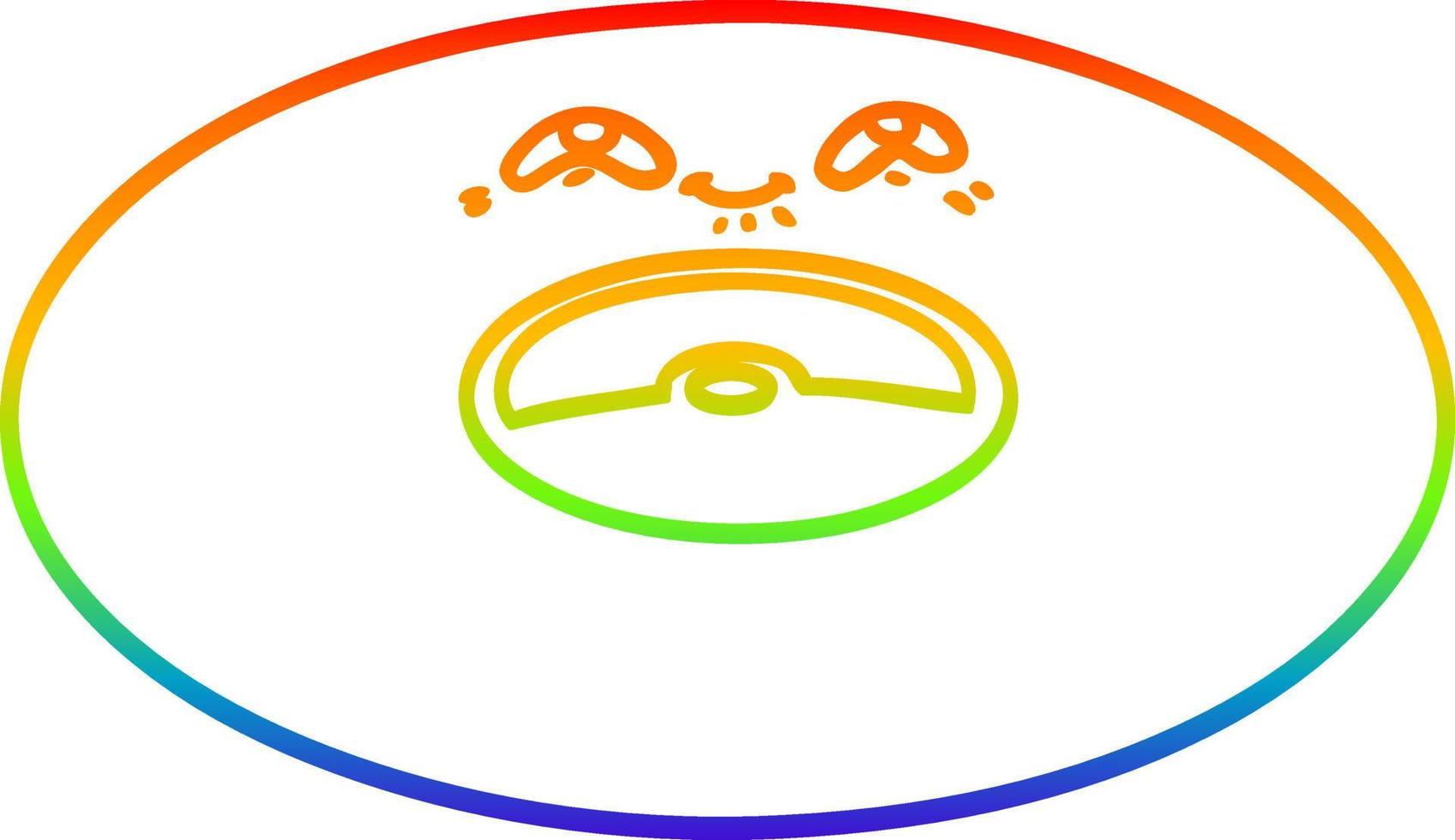 regenbooggradiënt lijntekening cartoon oude vinylplaat vector