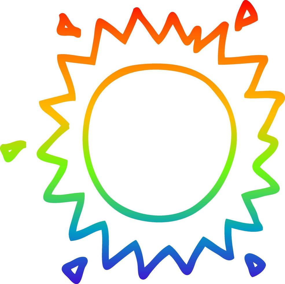 regenbooggradiënt lijntekening cartoon zon vector