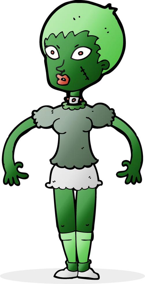 tekenfilm zombie monster vrouw vector