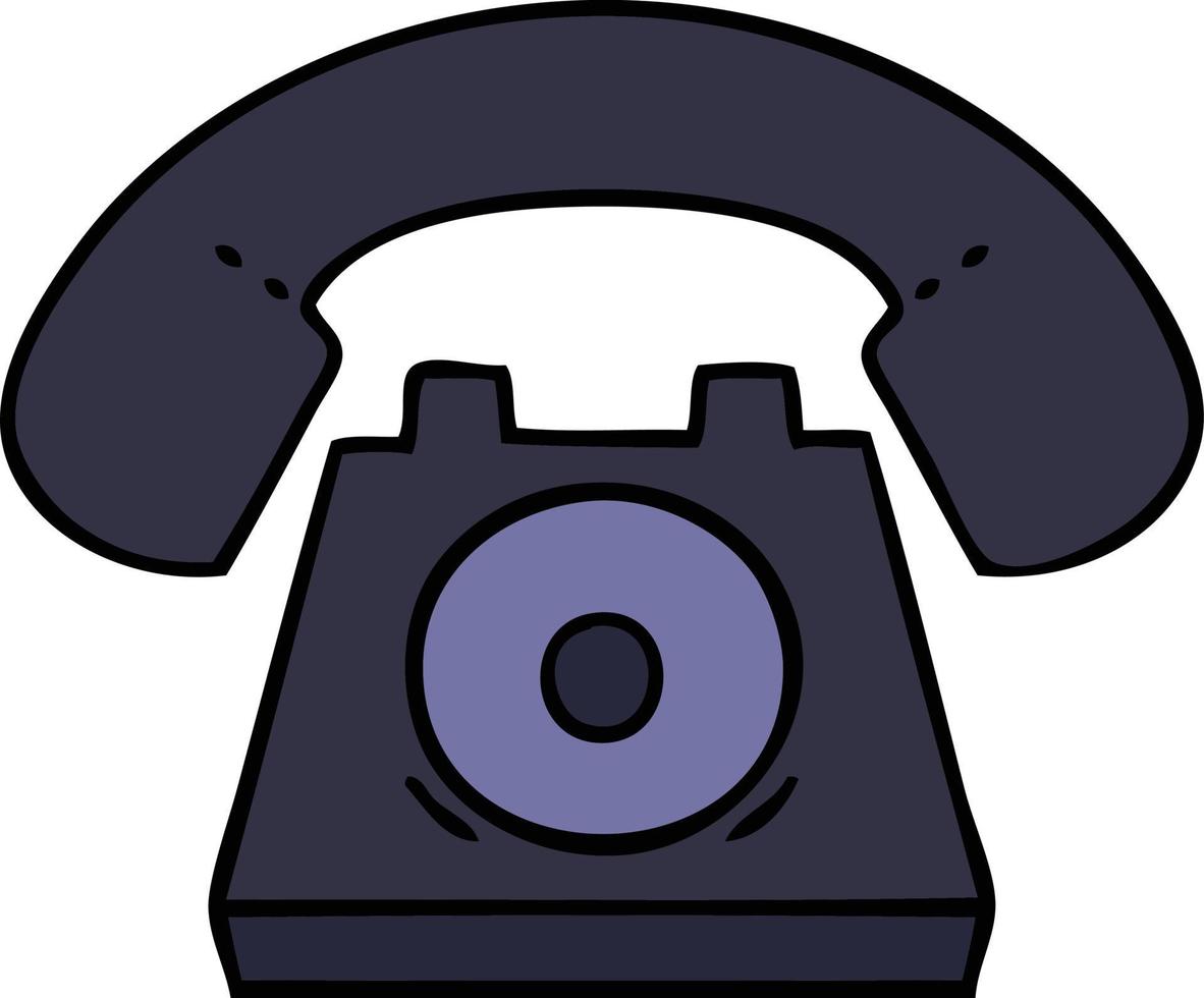 schattig tekenfilm oud telefoon vector