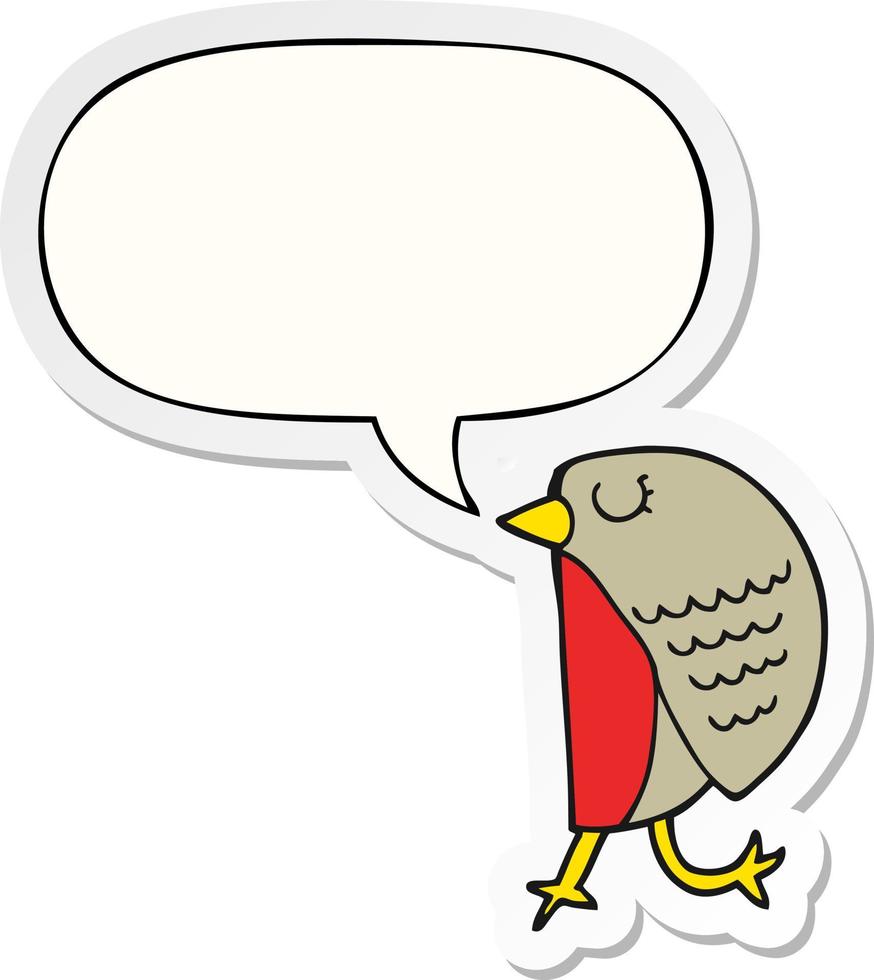 cartoon vogel en tekstballon sticker vector