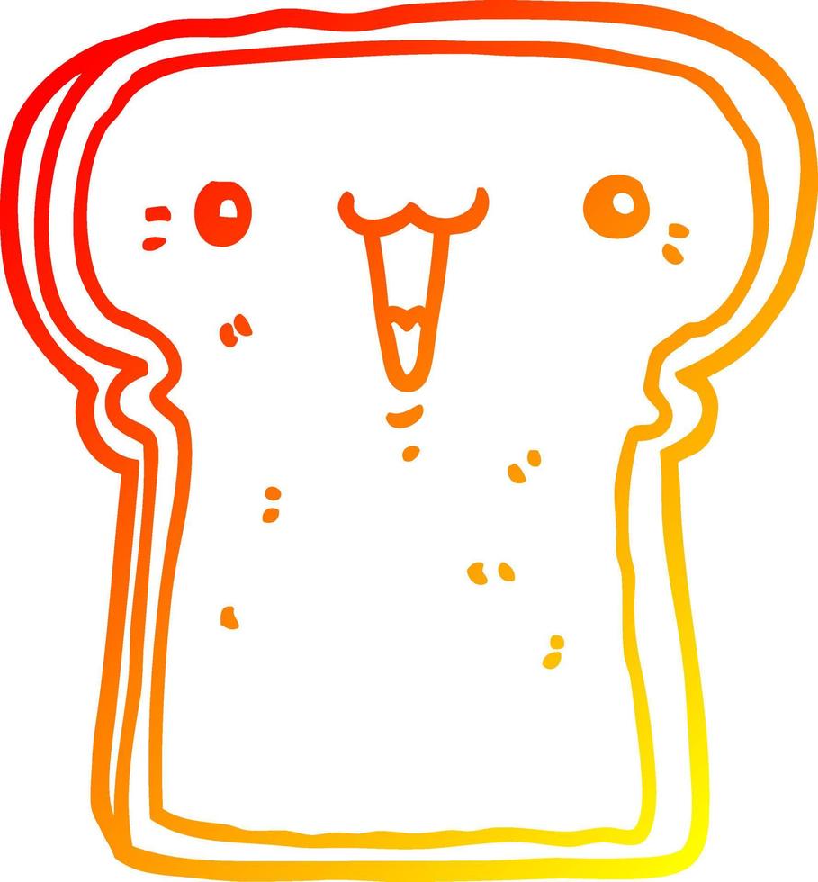 warm helling lijn tekening schattig tekenfilm geroosterd brood vector