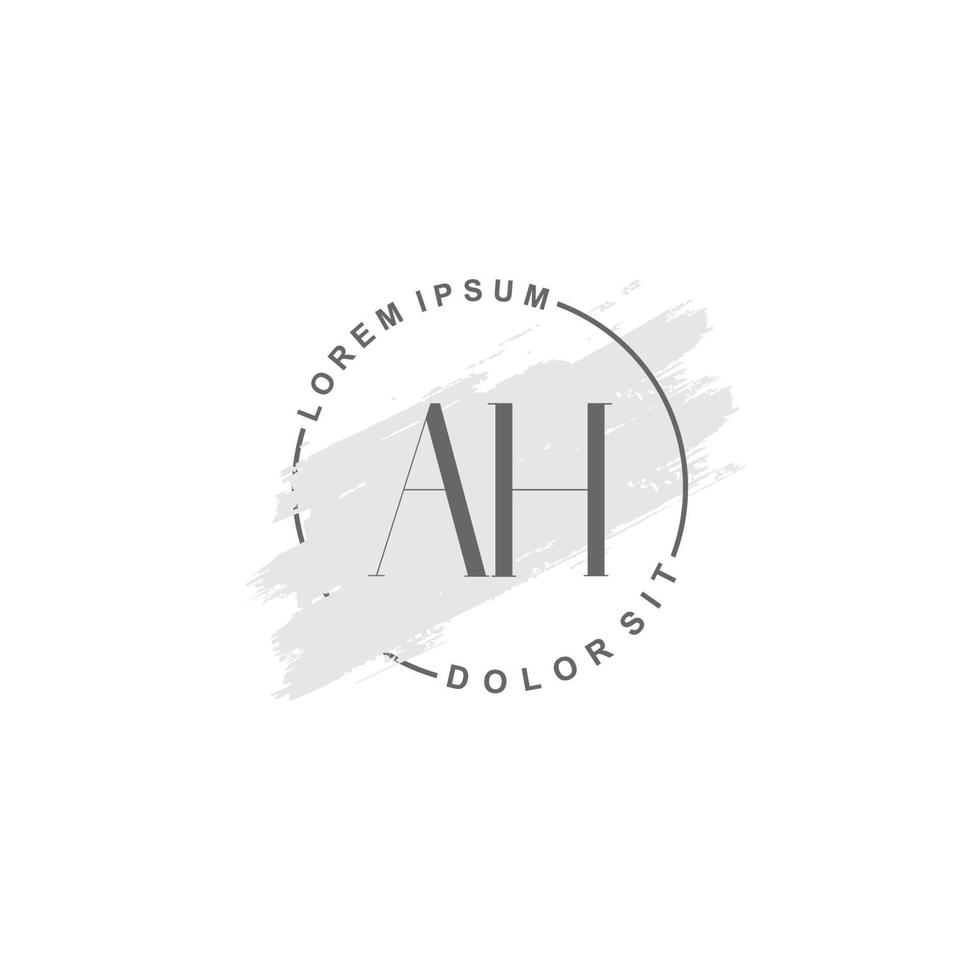 eerste Ah minimalistische logo met borstel, eerste logo voor handtekening, bruiloft, mode, bloemen en botanisch. vector
