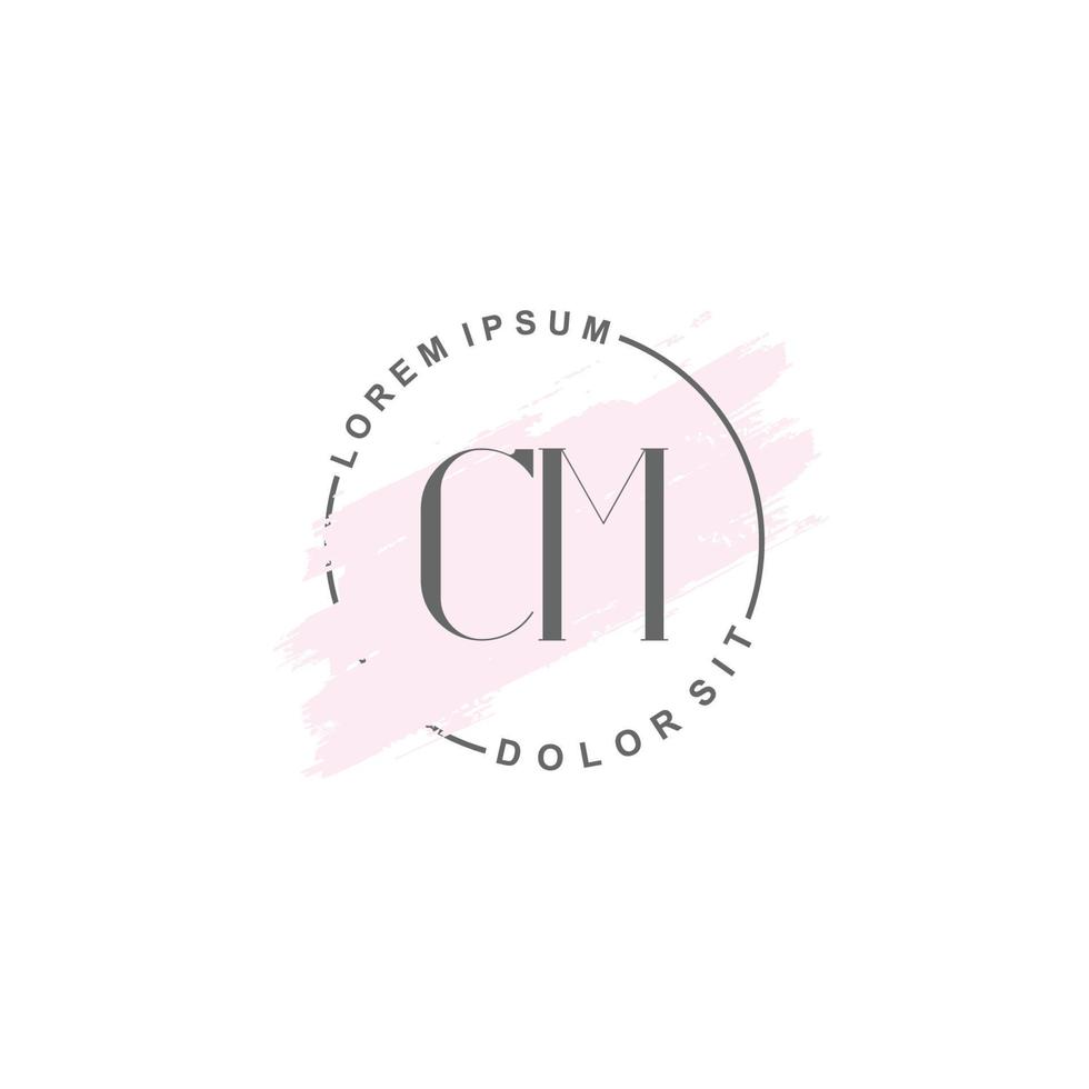 eerste cm minimalistische logo met borstel, eerste logo voor handtekening, bruiloft, mode, schoonheid en salon. vector