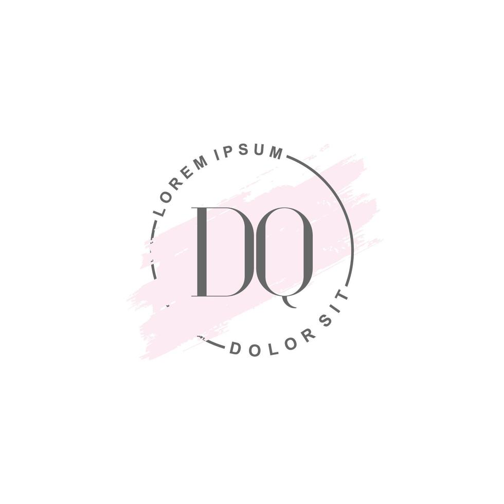 eerste dq minimalistische logo met borstel, eerste logo voor handtekening, bruiloft, mode, schoonheid en salon. vector