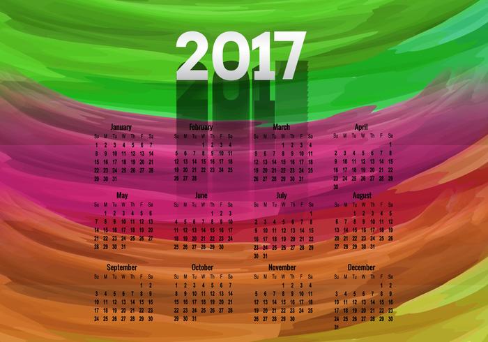 Kleurrijke kalender van het jaar 2017 vector