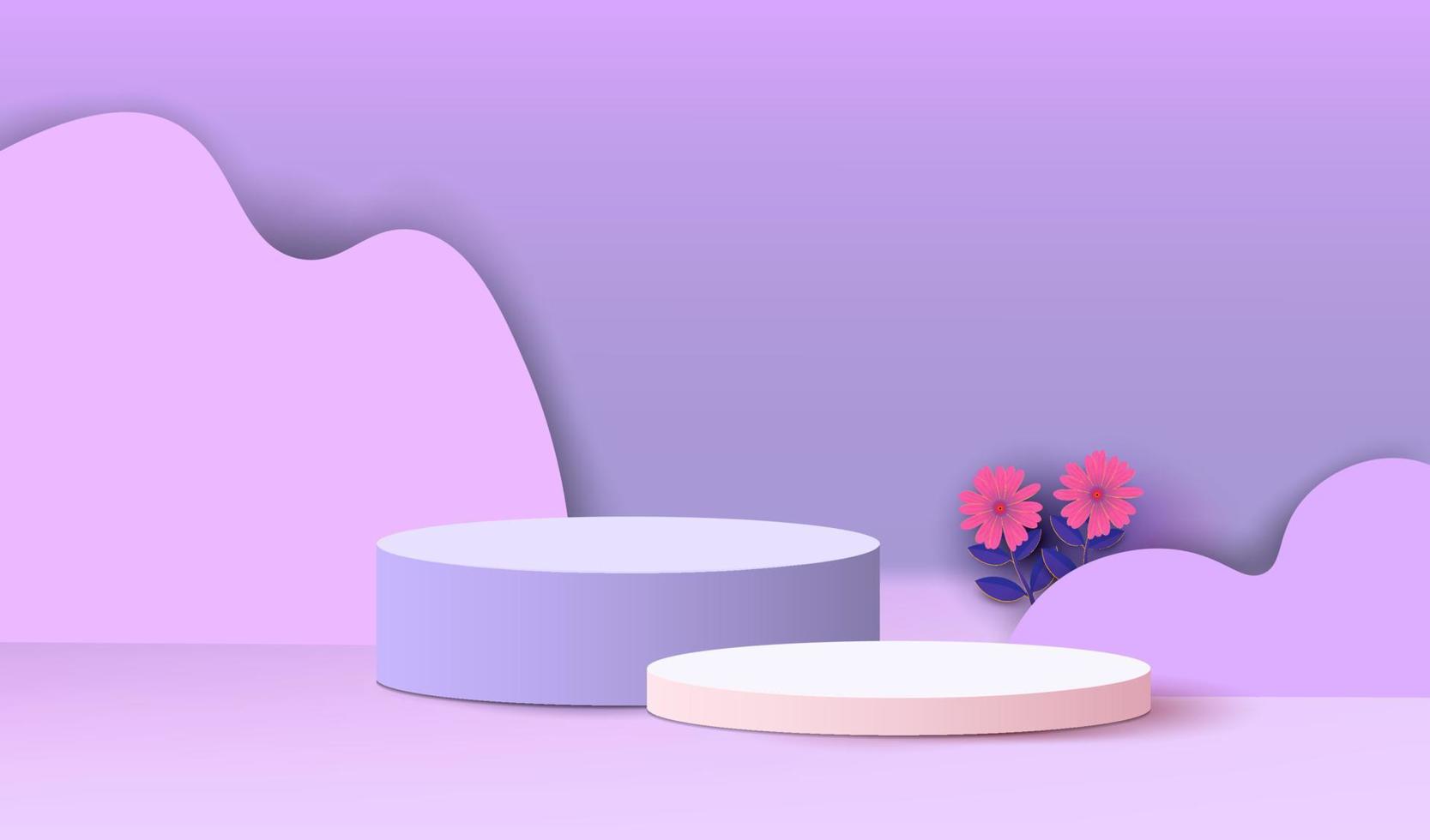 premie tonen 3d roze podium cilinder voetstuk met minimaal tafereel tonen prijs producten. vector