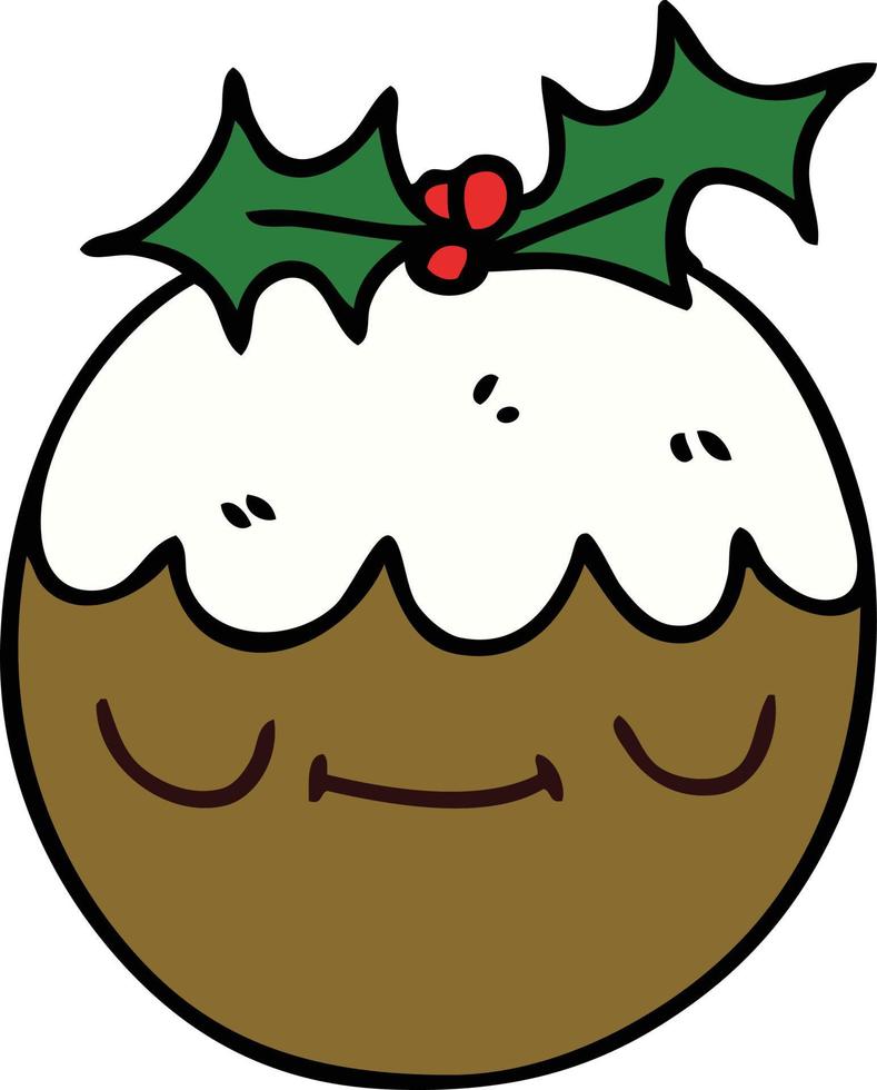 eigenzinnige handgetekende cartoon kerstpudding vector