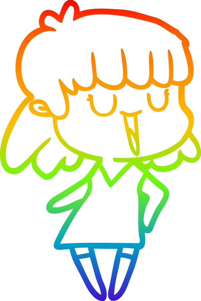 regenbooggradiënt lijntekening cartoon vrouw vector