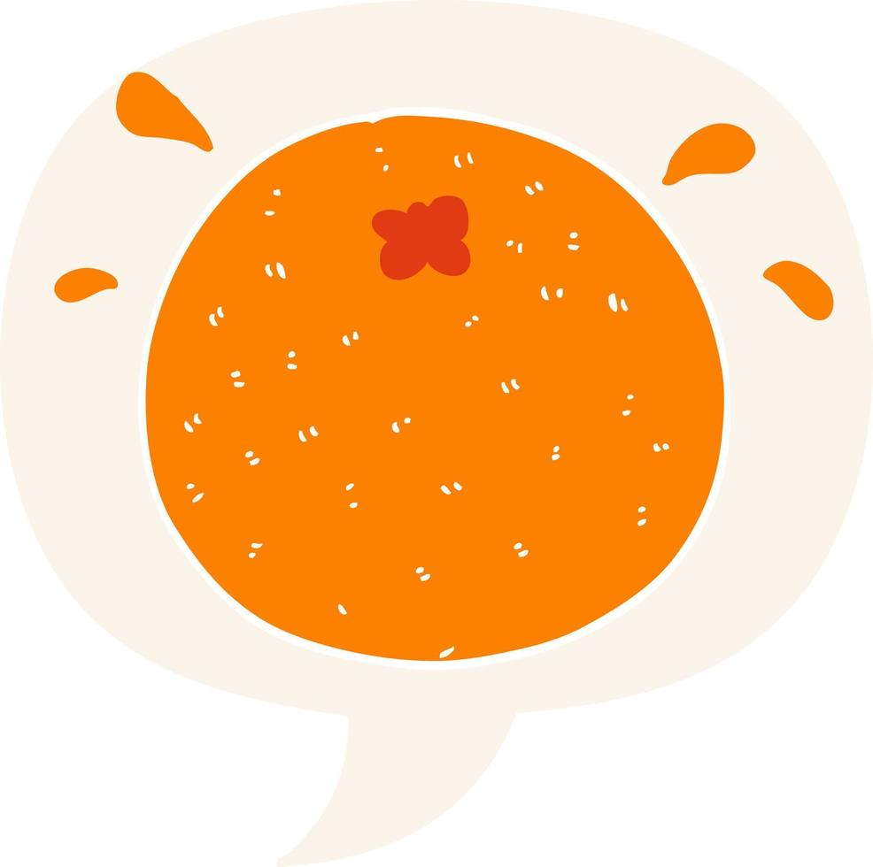 cartoon oranje en tekstballon in retro stijl vector