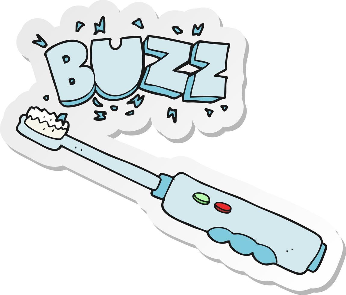 sticker van een tekenfilm zoemend elektrisch tandenborstel vector