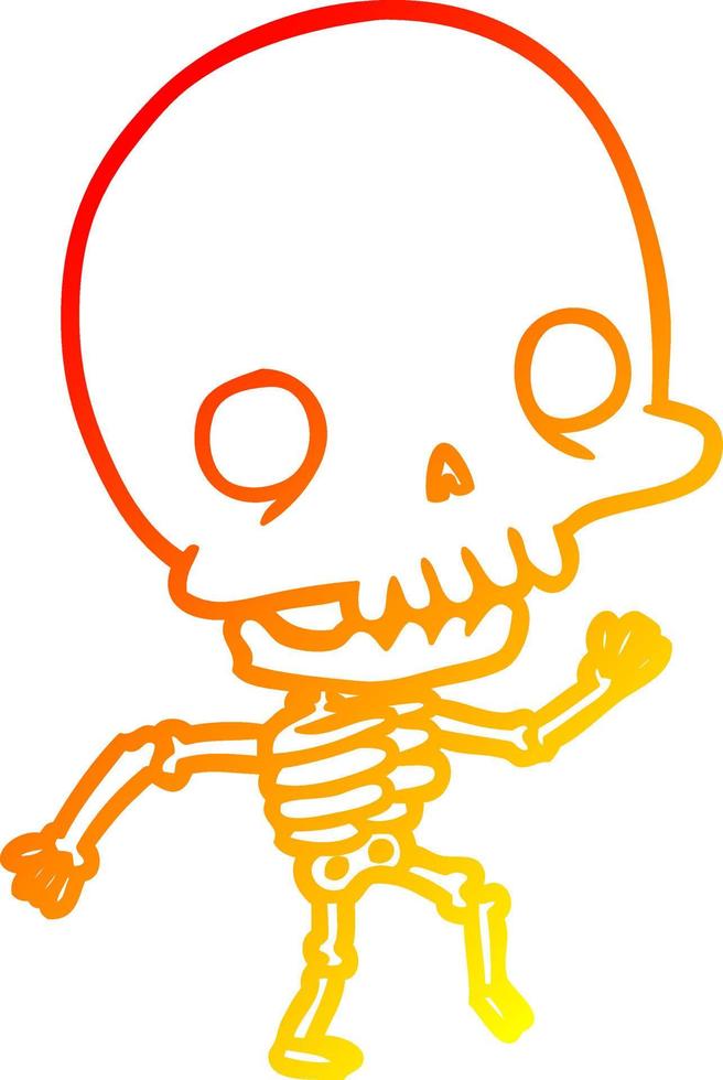 warm helling lijn tekening schattig dansen skelet vector