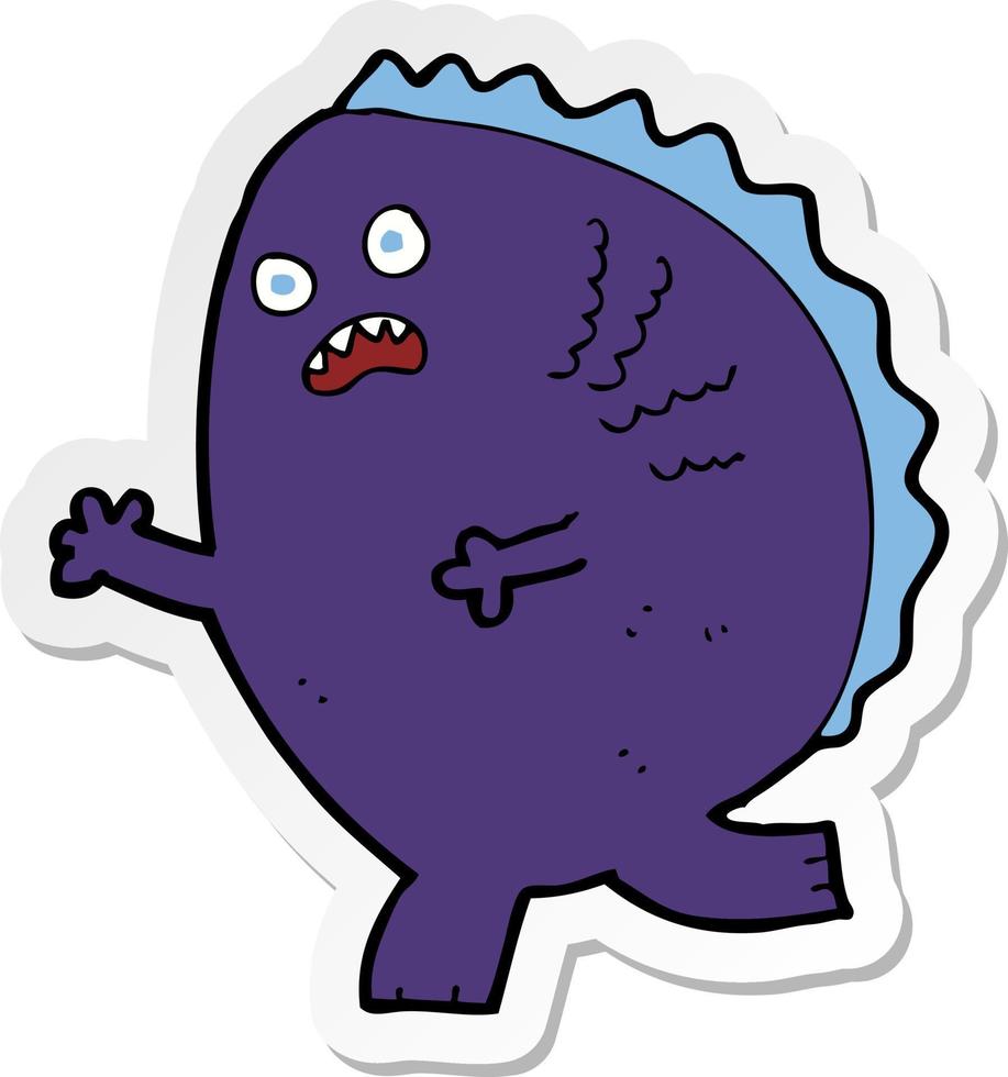 sticker van een tekenfilmmonster vector