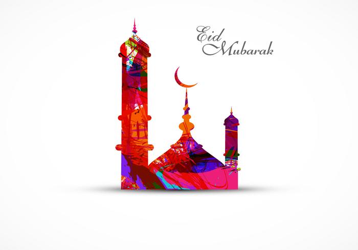 Eid Mubarak Festival Met Kleurrijke Moskee vector