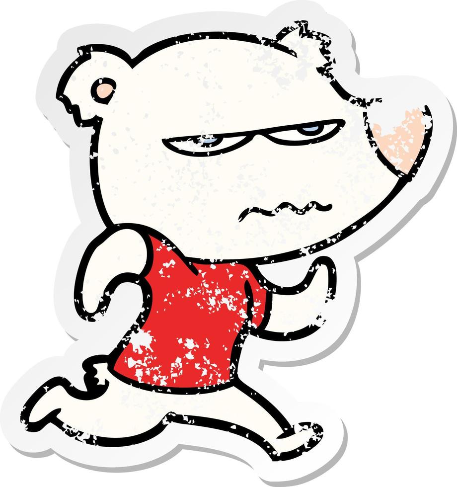 verontruste sticker van een boze beer-polaire cartoon vector